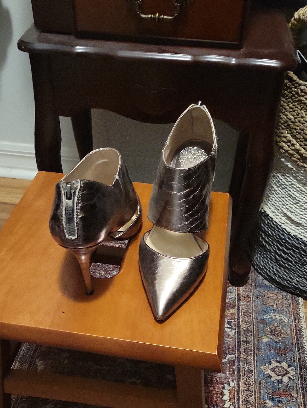 Vince Camuto Metallic Rose Gold Pointed Toe Heels